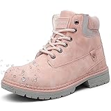 Eagsouni Winterstiefel Damen Warm Gefüttert Winterschuhe Schneestiefel Stiefeletten Arbeit Stiefel Winter Outdoor Trekking Wander Schuhe, Pink, 39 EU