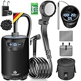KESSER® Campingdusche Solardusche mit Pumpe & wiederaufladbarem Akku 4000mAh Mobile Dusche | Camping Dusche Set inkl. einstellbarem Duschkopf, 2m Schlauch, Sprühpistole, Halterung & 20L Wasserbehälter
