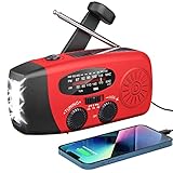 Notfall-Solarradio,Solarbaby Selbstbetriebenes Kurbelradio mit LED-Taschenlampe, SOS-Alarm,AM/FM Wetter Wind Up Radio mit 2000mAh Akku für Notladung von Smartphone,Rod