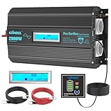 GIANDEL 2000W Reiner Sinus Wechselrichter 12V auf 230V Spannungswandler mit Magnetisches Ringdesign, Batteriekabel aus Reinem Kupfer, Kompatibel mit Lithium-Batterie, LCD Bildschirm Für Wohnmobil, LKW
