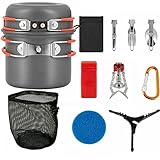 Bulin Camping Kochgeschirr Set,Outdoor Camping Kochset Aluminium,Camping Töpfe und Pfannen für 1-2-4-6 Personen Picknick Camping Wandern (1 Person 1.3L)