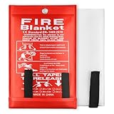 Löschdecke Küche, 1m x 1m Feuerlöschdecke, Flammschutzmittel und Wärmedämmung, Glasfaser Brandschutzdecke für Fettbrände Auto Schule Kamin Grill Büro Schweißen Camping Feuerdecke Notfälle (1 Pack)