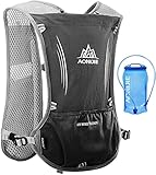 Win.Deeper 5L Ultraleicht Trinkrucksack Trail Rucksack Trinkweste, Hydration Pack Fahrradrucksack für Laufen, Camping, Wandern, Marathoner (Schwarz mit 1.5L Waterblase)