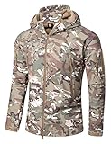 YFNT Taktisch Softshell Fleecejacke Camouflage Militär Hoodie Outdoor Wandern Camping Warm Innenfutter Winddicht Wasserdicht Mantel Jacken Skijacke