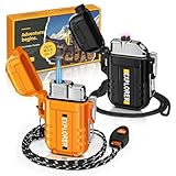 Lafagiet 2 Stück of Elektrisches Feuerzeug+Jet Flamme Feuerzeug, USB-C Aufladen & Butangas nachfüllung, Wasserdicht, Winddicht Feuerzeuge for Camping, Outdoor Abenteuer, Geschenk für Männer