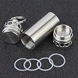POENVFPO wasserdichte Überlebenskapsel aus Edelstahl, Langlebige Pillenflasche mit Dichtungsring, für Outdoor-Camping und Abenteueraktivitäten (Große Größe)