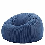 Icon Kingston Sitzsack Cord, Denimblau, Sitzsack Erwachsene mit Füllung, Bean Bag, Cord Sessel, Lounge Sessel, Lounge Stuhl, Schlafzimmer, Wohnzimmer, Wohnzimmer Möbel