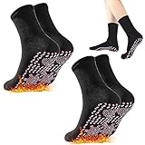 Beheizte Socken,Wärmende Socken,2 Paar Selbstwärmende Socken,Beheizbare Socken,Beheizbare Socken Damen,Turmalin Magnetsocken,Thermosocken Damen,Selbstheizende Socken (Schwarz+Schwarz, 2)