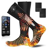 Yaskyly Beheizte Socken 7000mAh Wiederaufladbare Beheizte Socken mit APP Fernbedienung Fußwärmer Elektrische Socken USB Heizsocken Winter Warme Socken Herren Damen Wintergeschenk für Outdoor Sport