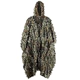 PELLOR 3D-Blätter Ghillie Suit Tarnanzug Ghillie Umhang Schnelltrocknend, Tarnkleidung für Jagd Camping Outdoor Militär Jagd Verdeckt CS Tierfotografie Festschmuck (Armeegrün)