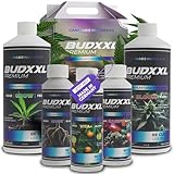 BUDXXL Dünger Set - Grow, Bloom, Blüte Booster - Made in Germany - Konzentrat mit Düngeschema, Growdünger für Wachstum und Blüte speziell für Cannabis, Ökologisch und vegan (Starter-Set 2,75L)