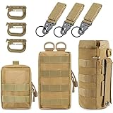 MUCHER 3 Pack Molle Tasche Taktische Hüfttaschen EDC Utility Bauchtasche Hüfttasche mit 3 Haken und Schlüsselanhänger für Outdoor Wandern Jagdcamping Training (Khaki)