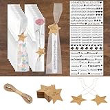 IMPPTE 100 Stück Kerzen Tüten Verpackung Klarsichttüten Geschenkanhänger Kraftpapier 1 Jute Schnur mit 3 Kerzen Tattoo Folie Candle Bags für Weihnachten Hochzeit Geschenke Thanksgiving