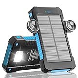 Solar Powerbank 26800 mAh mit Saugnapfhalterung, Solar Ladegerät Externe Akkus 3 USB Anschlüsse mit Taschenlampen Dauerlicht/SOS/Stroboskop wasserdichte Outdoor Powerbank für Handy