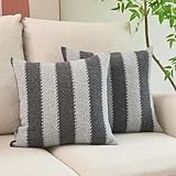ACUSHLA Dekokissenbezug, 45 x 45cm, 2er-Pack, Boho-Modern-Dekorative Kissenbezüge für Bauernhaus-Heimdekoration, Sofa, Couch, Wohnzimmer, Schlafzimmer, Terrassenmöbel (Grau gestreift)