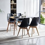LafeuR Esszimmergruppe Esstisch mit 4 Stühlen Essgruppen, Rechteckig Küchentisch-Set für 4 Personen Sitzgruppe für Wohnzimmer Küche Büro(Schwarz Tisch+4 Schwarz Esszimmerstühle)