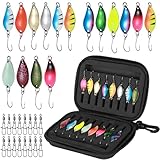 Realure Forellenköder Set, 16 Stück Forellen Spoon 2.5g/3.5g/5g Forellen Köder Kunstköder mit Wirbel Angeln, Spoons Forelle Spinner Blinker mit Aufbewahrungsbox, Angelzubehör für Forelle Hecht Barsch