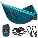 AnorTrek Camping Hängematte, superleichte tragbare Fallschirm Hängematte mit Zwei Baumgurten Einzel oder Doppel Nylon Reisebaum Hängematten… Blue&Dark Blue