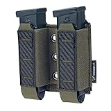 IDOGEAR Pistole Magazinbeutel Molle Magazin Pouch 9MM Doppelstapel Elastisches Magazin Holster mit Inner Loop Panel Laser-Cut Hardshell Mag Carrier (Ranger Green)