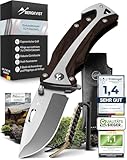 BERGKVIST® K29 Klappmesser Ebenholz (Einhandmesser) - 3-in-1 Taschenmesser für Outdoor, Camping & Survival - ausgezeichnet mit dem Bronze A' Design Award - inkl. Feuerstahl & Tasche