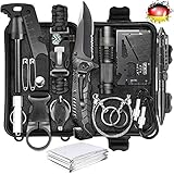 Survival Kit, 15 in 1 Erste Hilfe Set Auto Outdoor Zuhause, Notfall Ausrüstung Stromausfall First Aid Kit Survival Set Überlebensausrüstung für Camping/Bushcraft/Wandern/Geschenke für Papa