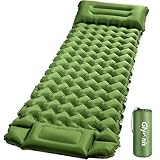 Glymnis Isomatte Camping Aufblasbare Luftmatratze 9cm Dicke mit Fußpumpe und Kissen Outdoor Matratze Ultraleicht für Camping Wandern Reisen