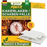 Kakerlaken/Schaben Falle mit Spezial-Lockstoff - 3X Kakerlaken/Schaben Fallen - umweltfreundlich Schaben bekämpfen, Chemiefreie Falle mit starker Klebefläche, giftfrei & geruchsneutral