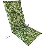 KETTLER Hochlehner Auflage für Gartenstühle 120x48 cm Dessin 931 Grün - Palmenmotiv - 6cm Dicke Polsterauflage mit Befestigungskordeln und Halteband