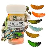 Zite Fishing Mighty Mag Mix 12 STK - Bienenmaden Imitat Forellenköder 2,8cm – Gummiköder Forellen-Angeln - Phthalatfrei mit Aroma (Allround Knoblauch)