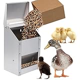 BREUAILY 4.5kg Futterautomat Hühner Hühnerfutter Automat Hängend Geflügelfutterautomaten mit Deckel aus Edelstahl Aufhängbar HüHnerfutterautomat für Geflügel HüHner Enten