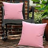 Lewondr Outdoor Kissenbezug, 2 Stück Wasserdicht Kissenhülle UV Schutz Zierkissenbezug Polyester Kopfkissenbezug mit PU Beschichtung für Sofa Couch Stuhl Garten Lounge Kissen Deko, Rosa