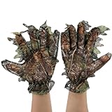 HERCHR Jagdhandschuhe, 1 Paar 3D Komfortable Blatt Camouflage Handschuhe, rutschfeste Vollfinger Camo Handschuhe Für Outdoor Fotografie/Jagd/Vogelbeobachtung