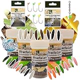 Zite Fishing Forellenköder Gummi UL Starter-Set | Attracta Larv Larvenimitat Ultra Light Gummiköder Forelle + Rotationshaken + Tungsten Jighaken | Angelköder Forellen-See Aromatisiert Knoblauch & Käse