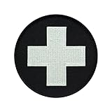 Café Viereck ® Bundeswehr Rettungsdienst Sanitäter Medic Kreuz Patch schwarz weiß - gestickt mit Klett - 9 cm