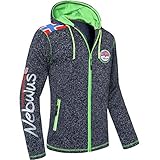 Nebulus Herren Fleecejacke NORSKA, warme Fleece Jacke, mit langem Full-Zip Reißverschluss, Navy meliert - 3XL