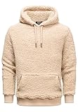 Amaci&Sons Herren Kapuzenpullover Teddyfell Teddy Sweatjacke Plüsch Hoodie Pullover Sweatshirt 4067 Beige XL