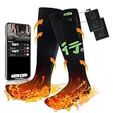 Beheizte Socken, Elektrische Heizsocken Damen Herren, Wiederaufladbare Beheizbare Socken mit 4 Temp modi, APP-Steuerung Thermosocken Fußwärmer Socken für Outdoor-Wandern/Skifahren/Camping/Angeln, XL