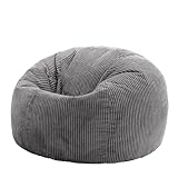 Icon Kingston Sitzsack Cord, Dunkelgrau, Sitzsack Erwachsene mit Füllung, Bean Bag, Cord Sessel, Lounge Sessel, Lounge Stuhl, Schlafzimmer, Wohnzimmer, Wohnzimmer Möbel