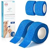 Health Press Fingerpflaster Selbsthaftend – 4x Pflaster Rolle (2,5cm x 4,5m) – Verband Selbstklebend – Elastisches Tape wasserfest – Staub-, Fett- & Schmutzabweisendes Pflasterband (Blau, 4 Rollen)