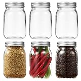 HAOYULUO 6er Einmachgläser mit Schraubdeckel, 500ml Mason Jar mit Deckeln, Geeignet zur Aufbewahrung von Haferflocken, Joghurt, Salatdressing, Kaffeebohnen, Gewürzen (Silber)