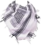 blntackle76 Tuch Großer Shemagh-Schal, arabischer Militär, taktischer Wüstenschal, Pali-Tuch 110 x 110 cm, 100% Baumwolle, für Männer und Frauen (schwarz/weiß)