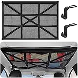 Funmo Gepäcknetz Autodach,Auto Aufbewahrung Cargo Netz Organizer Decke Auto Netztasche mit 2 Haken Universal, Vier Dach Armlehnen,SUV,Van