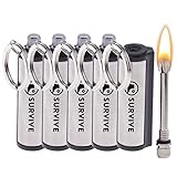SURVIVE Permanente Streichhölzer, das ewige Feuerzeug, Notfall-Zündzünder-Set, Metall-Schlüsselanhänger, unbegrenzt wasserfester Stab, 5er-Pack