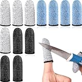 12 Stück Fingerschutz Schneiden, Schnittfeste Fingerbetten Wiederverwendbarer Daumenschutz Fingerkuppenschutz Rutschfest Fingerschützer Atmungsaktive Fingerlinge für Arbeit, Küche, Garten, Skulptur
