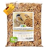 EWL Naturprodukte Soldatenfliegenlarven getrocknet, 1kg (6,5 Liter) Soldatenfliegenlarven, Vogelfutter, Fischfutter, Schildkrötenfutter, Igelfutter mit Insekten