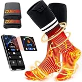 ALLJOY Beheizbare Socken, 2x10000mAh Wiederaufladbare Heizsocken mit 4 Heizstufen und 5 Zeiteinstellungen, Geschenke für Frauen Männer, Beheizte Socken für Wintercamping, Skifahren, Wandern