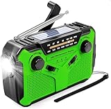 Solar Radio, AM/FM Tragbar Kurbelradio Dynamo Notfallradio mit 4000mAh Wiederaufladbare Batterie, Led Taschenlampe, SOS-Alarm für Camping, Ourdoor, Notfall (002)