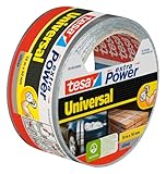 tesa extra Power Universal Gewebeband - Klebeband mit extra starkem Halt - vielseitiges Duct Tape für Reparaturen, zum Befestigen, Abdichten und mehr - Grau - 1 Rolle - 10 m x 50 mm