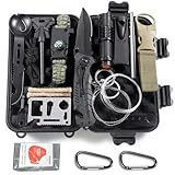 Graxury 13 in 1 Survival Kit Mehrzweck-Survival-Kit, Erste-Hilfe-Set für Outdoor-Sport, Camping, Bergsteigen, Feuerstein/Thermodecke/Pfeife (Messer 13in1)