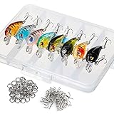 DONQL Angelköder-Set, Elritze-Köder-Set, Wobbler, Kurbelköder mit Haken, Harte Druckknöpfe, Köder für Salzwasser, Süßwasser, Forelle, Barsch, Lachsangeln (8 Stück – 4,5 cm/4 g)